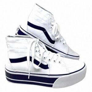 VANS Sk8-Hi Tapered Sport Platform Shoes White VN0A5JMKNWD Women's Canvas Navy